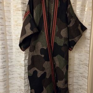 Camouflage Kimono with Red Accents